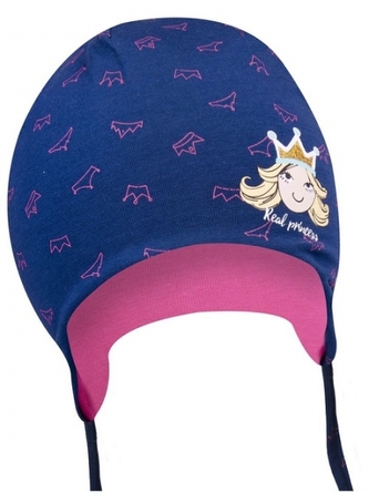 Bavlněná čepička YO ! Little princess - granátová - se zavazováním; 56/62 (0-3m)
