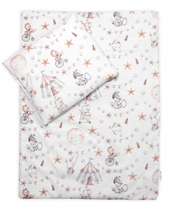 Sada do kočárku bavlněná, Cirkus Baby Nellys, bílá/béžová