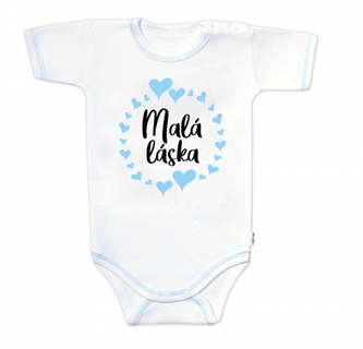 Body krátký rukáv s vtipným textem Baby Nellys, Malá láska, vel. 80, kluk; 80 (9-12m)
