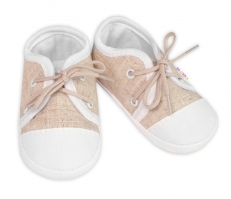 Kojenecké capáčky/botičky šněrovací, Baby Nellys, béžové, vel. 62/68, 11,5 cm; 62/68 (3-6m)