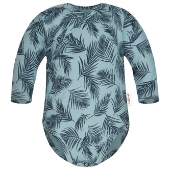 Baby Nellys Bavlněné body dl. rukáv, zapínání bokem, Palmy - zelené, vel. 62; 62 (2-3m)