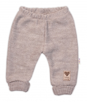 Pletené kojenecké kalhoty Hand Made Baby Nellys, béžové, vel. 68/74; 68/74 (6-9m)