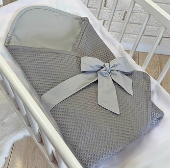 Baby Nellys Luxusní zavinovačka vaflová s mašlí - šedá