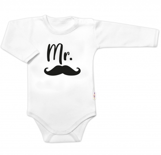 Body dl. rukáv Mr., bavlna Baby Nellys, bílo/černé, vel. 68; 68 (3-6m)