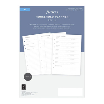 Filofax, náplň A5, plánování domácnosti