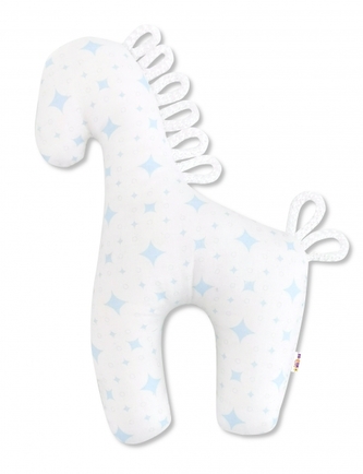 Baby Nellys Bavlněné chrastítko Koník, kárko  modré v bílé