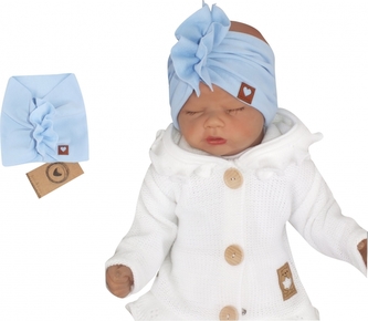 Z&Z Stylová bavlněná Čelenka/Turban, sv. modrá; 56-68 (0-6 m)