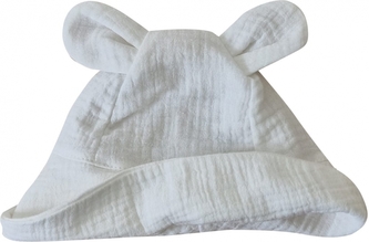 Letní mušelínový klobouček Z&Z s oušky, bílý, vel. 68/80 ; 68-80 (6-12m)