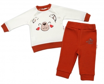 Baby Nellys Dětská tepláková souprava  Teddy, dvojí zap. u krku - smetanová, vel. 92; 92 (18-24m)