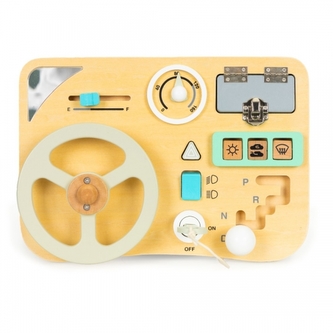 Dřevěná manipulační deska s volantem Eco Toys, přírodní Dřevěná manipulační deska s volantem Eco Toys, přírodní