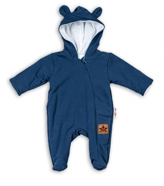 Baby Nellys Kojenecký teplákový overal s kapucí Teddy - granátový, vel. 62; 62 (2-3m)