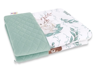 Baby Nellys Oboustranná prošívaná deka Bavlna + Velvet 100x70cm, LULU natural, zelená