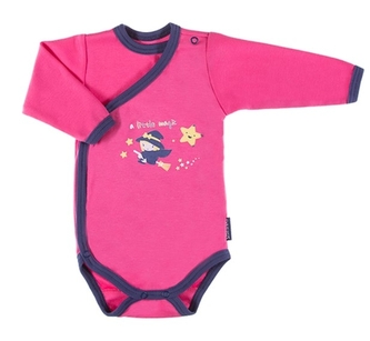 EEVI Kojenecké body dl. rukáv, zapínání bokem Magic  - růžové, vel. 62