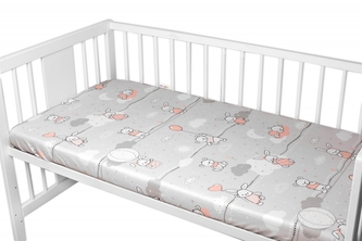 Prostěradlo do postýlky 120x60cm, bavlna Premium, Good night Animals GIRL, šedé; 120x60