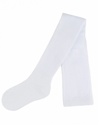 Dětské bavlněné punčocháče žebrované, proužek - bílé, vel. 56/62; 56/62 (0-3m)