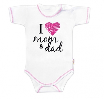 Body krátký rukáv Baby Nellys, I love mom & dad, holka, vel. 74; 74 (6-9m)