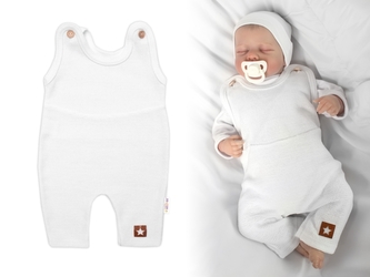 Pletené láclové kalhoty Boy Star, Baby Nellys, bílé, vel. 62; 62 (2-3m)