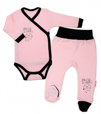 Baby Nellys 2-dílná sada body dl. rukáv + polodupačky, růžová - Baby Little Star; 50 (0-1m)