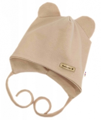 Čepička na zavazování, bavlna, Little Teddy, Baby Nellys, béžová, vel. 86/92