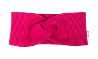 Baby Nellys Hand Made Dvouvrstvá žebrovaná čelenka, malinová, 68/74; 68/74 (6-9m)