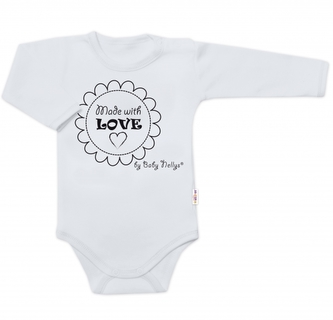 Body dlouhý rukáv Made with love, Baby Nellys, šedé, vel. 68; 68 (3-6m)