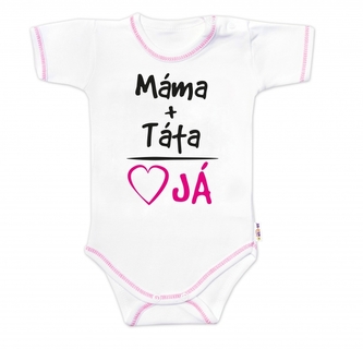 Body krátký rukáv s vtipným textem Baby Nellys, Máma+Táta, vel. 74, holka; 74 (6-9m)
