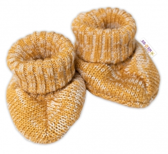 Baby Nellys Pletené botičky/capáčky STAR Hand Made, medové žihané, vel. 80/86; 80/86 (12-18m)