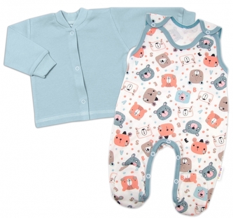 Kojenecké dupačky bavlna s košilkou Space Bear Baby Nellys, mint pastel