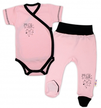 Baby Nellys 2-dílná sada body kr. rukáv + polodupačky, růžová - Baby Little Star, vel. 68; 68 (3-6m)