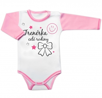 Body dlouhý rukáv s vtipným textem Baby Nellys, Trenérka celé rodiny; 56 (1-2m)