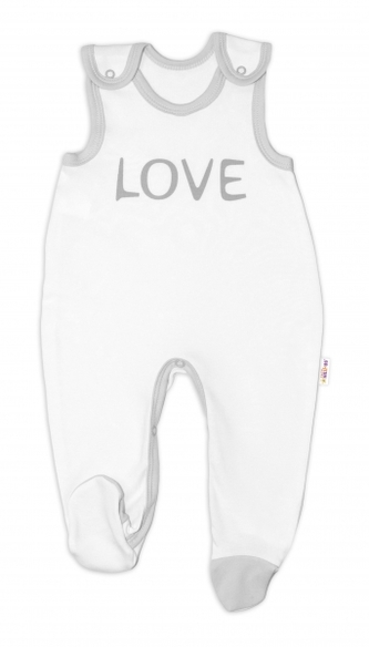 Kojenecké bavlněné dupačky Baby Nellys, Love - bílé, vel. 56; 56 (1-2m)