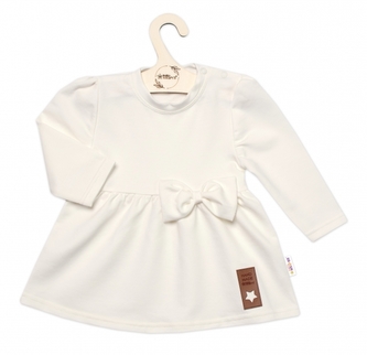 Dětské bavlněné šatičky s mašličkou Baby Nellys - smetanové, vel. 68