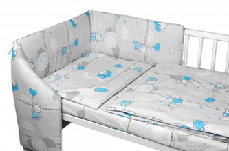 Mantinel s povlečením Premium, Baby Nellys, 3D sada, Good night Animals, šedé BOY,135x100 ; 135x100