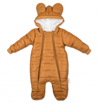 Zimní prošívaná kombinéza Lux s kapucí Ouško Baby Nellys, čokoládový, vel. 80; 80 (9-12m)