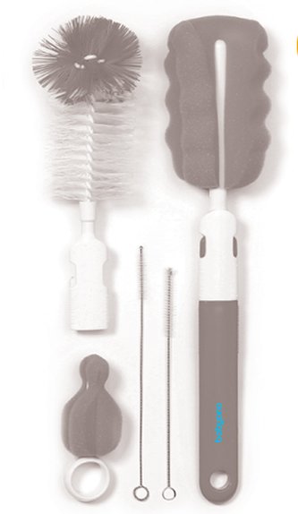 BabyOno Sada štětek/kartáčů k mytí lahviček  - šedá