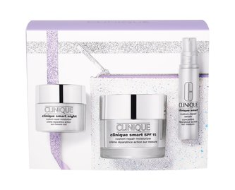 Clinique Clinique Smart hydratační přípravek Clinique Smart SPF15 50 ml + pleťové sérum Clinique Smart Custom 10 ml + noční krém Clinique Smart Night 15 ml + taška