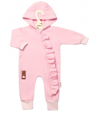 Teplákový overal s volánkem a kapucí GIRL, Baby Nellys, sv. růžový