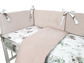 BABY NELLYS 3-dílná sada Mantinel s povleč., bavlna/velvet, Exotika, béžová/bílá, 135x100; 135x100