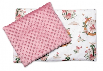 2-dílná sada Baby Nellys, oboustranná bavlněná dečka 55x75cm s polštářkem, Bunny Star