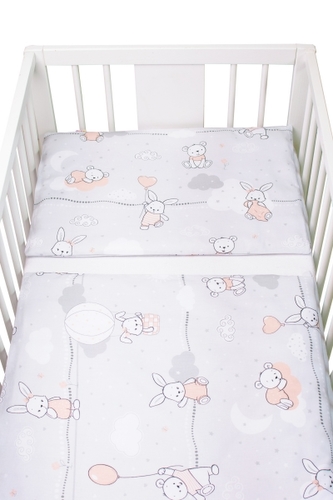 Povlečení do postýlky bavlna Premium Baby Nellys, Good night Animals, šedé, GIRL