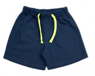 Chlapecké kraťasy Artur, Mrofi bavlna, modré se žlutou šňůrkou; 74 (6-9m)