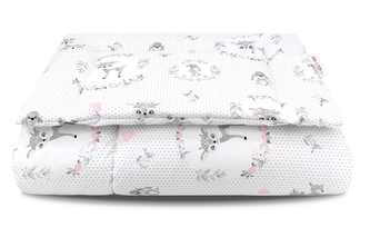 Baby Nellys 2-dílná sada do postýlky s výplní, Koloušek - růžová, 135x100; 135x100