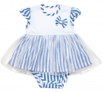 Sukničkobody kr. rukáv, bavlna/týl, Mrofi, Marina - bílá/modrá, vel. 68; 68 (3-6m)