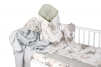 6-ti dílná výhod. sada s dárkem pro miminko Baby Nellys, 120x90 Slon a duha, bílá/olivová; 120x90