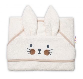 Dětská froté osuška s kapucí 80 x 80 cm, Cute Bunny - smetanová, Baby Nellys