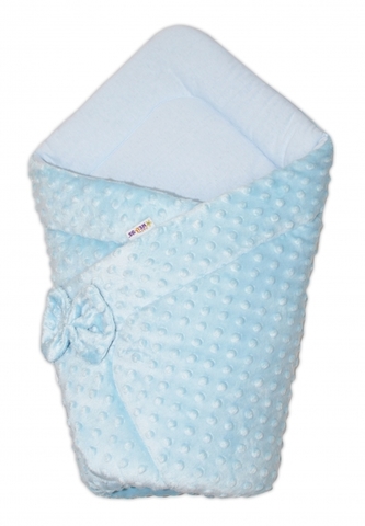 Baby Nellys Luxusní zavinovačka s mašlí, Minky Baby Duo - modrá