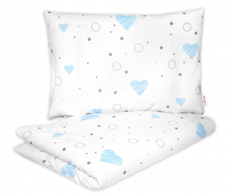 Dětské povlečení, bavlna 2D 140x200/70x80, I love Boy, Baby Nellys, modrá/bílá; 140x200/70x80cm