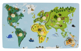 Edukační vkládačka s úchyty - Mapa Světa, Adam Toys
