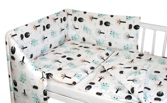 Baby Nellys 3-dílná sada Mantinel s povlečením - Srnečci, bílá; 120x90