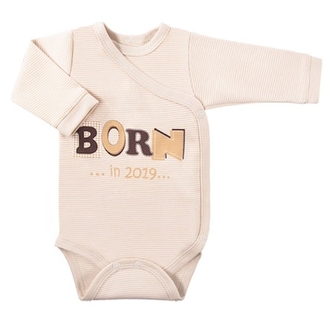 EEVI Kojenecké body dl. rukáv, zapínání bokem Happy Baby  - béžové, vel. 62; 62 (2-3m)
